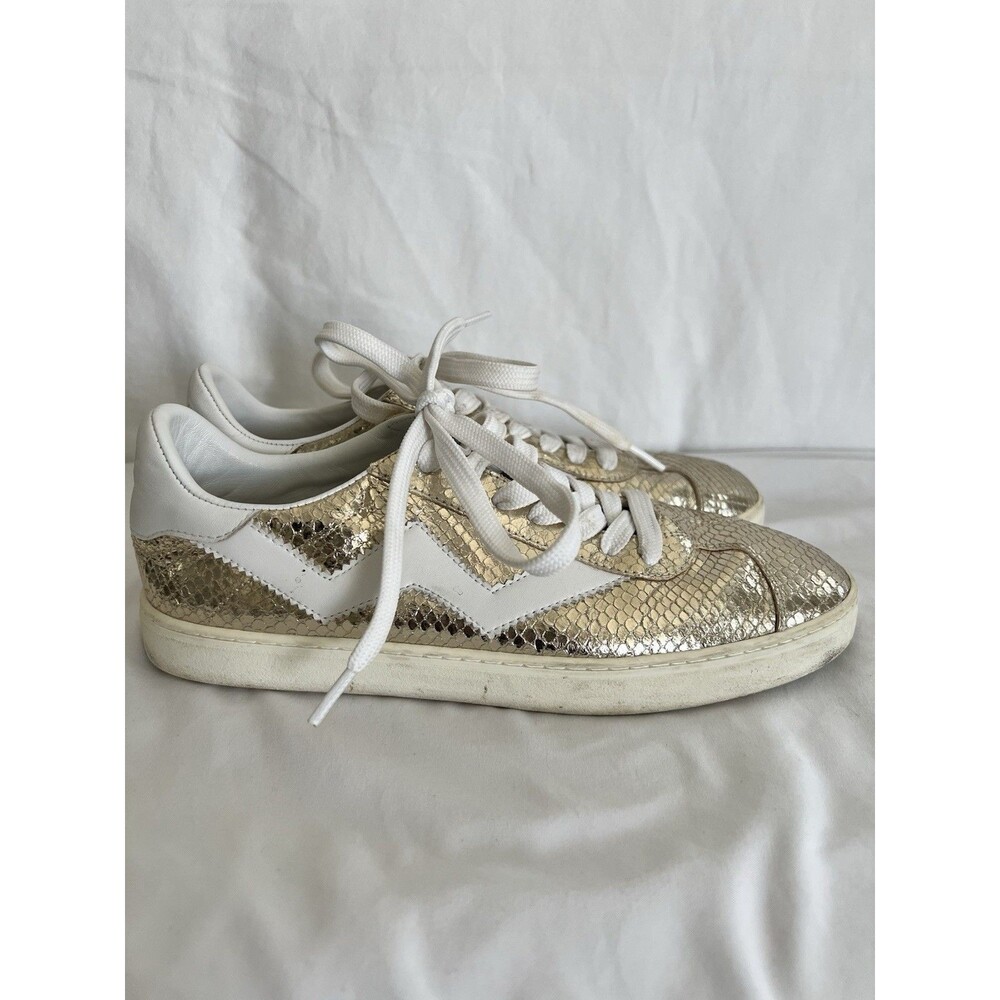Stuart Weitzman Metallic Gold Sneakers Size 8B - Picture 3 of 11